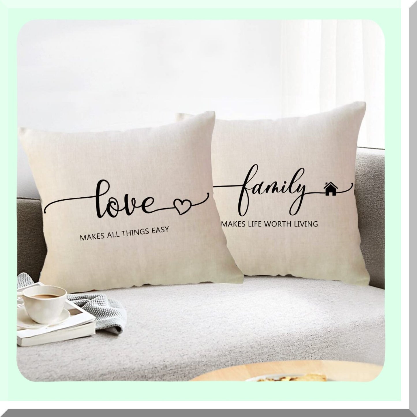 Faithful Words Decor Pillowcases - Inspirational Family Hope Cushion Covers 18x18 - Rustic Farmhouse Sofa Throw Pillow Covers 4 Pack