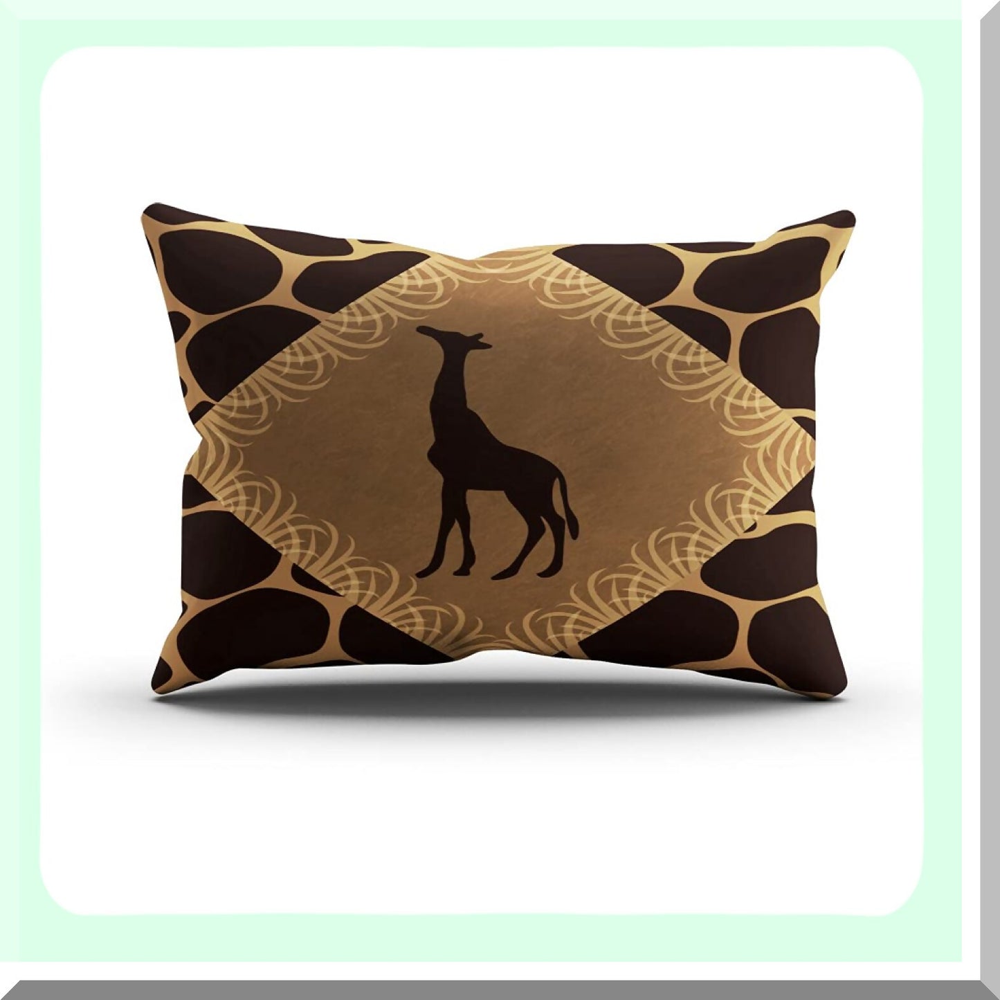 Giraffe Print Lumbar Pillow Cover - Hidden Zipper Decorative Cushion Case - Cute Animal Design - Polyester Rectangle Throw Pillowcase 12x24 Inch