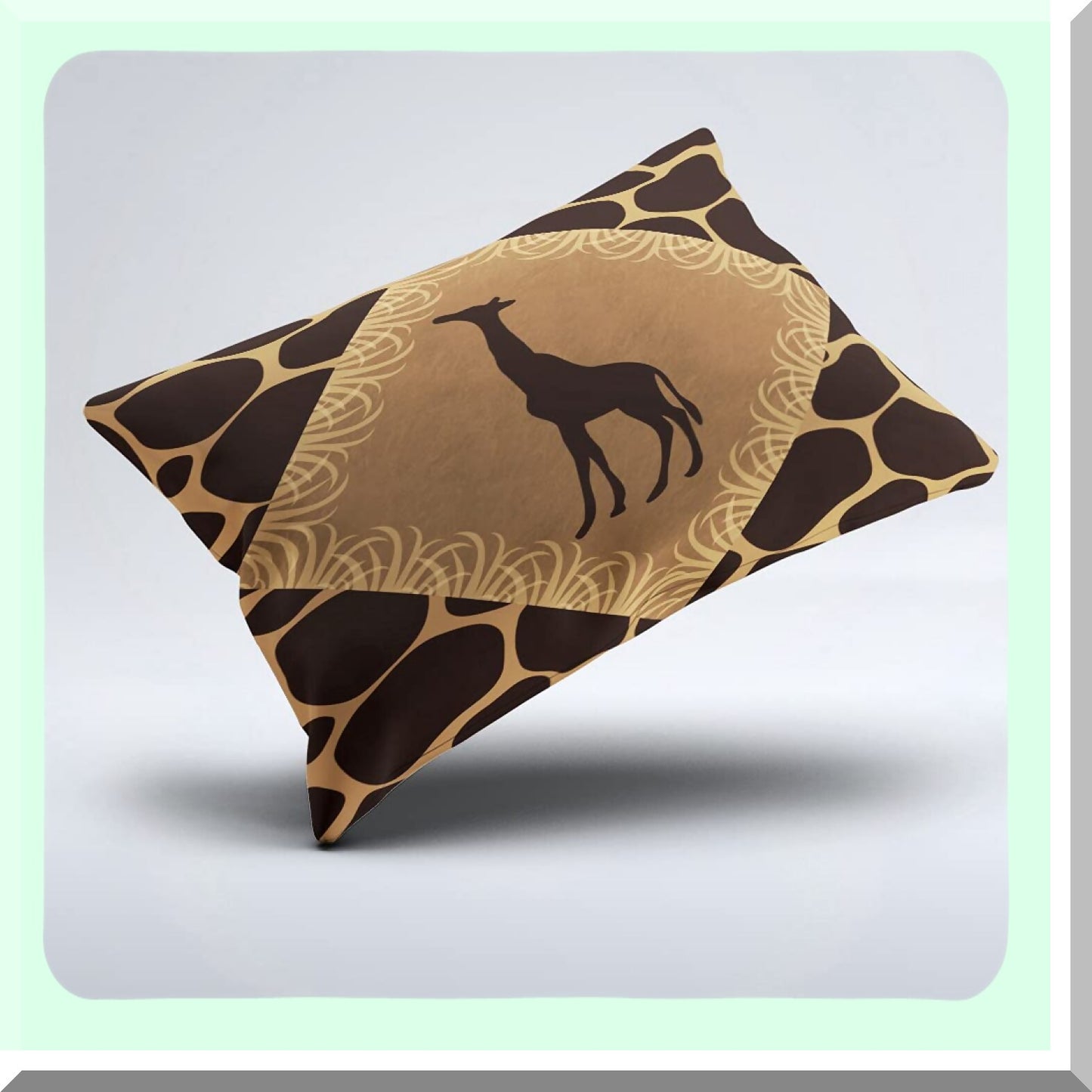 Giraffe Print Lumbar Pillow Cover - Hidden Zipper Decorative Cushion Case - Cute Animal Design - Polyester Rectangle Throw Pillowcase 12x24 Inch