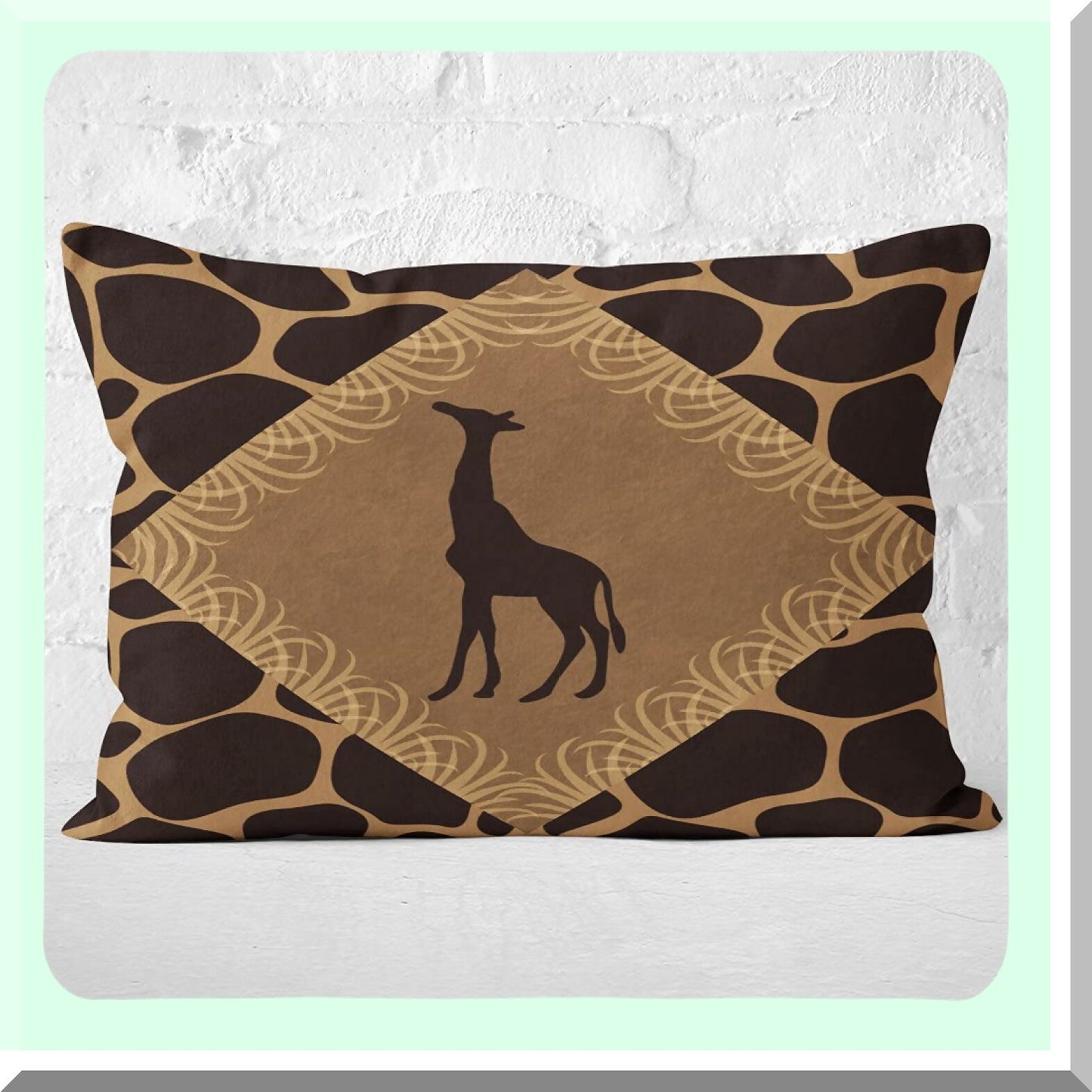 Giraffe Print Lumbar Pillow Cover - Hidden Zipper Decorative Cushion Case - Cute Animal Design - Polyester Rectangle Throw Pillowcase 12x24 Inch