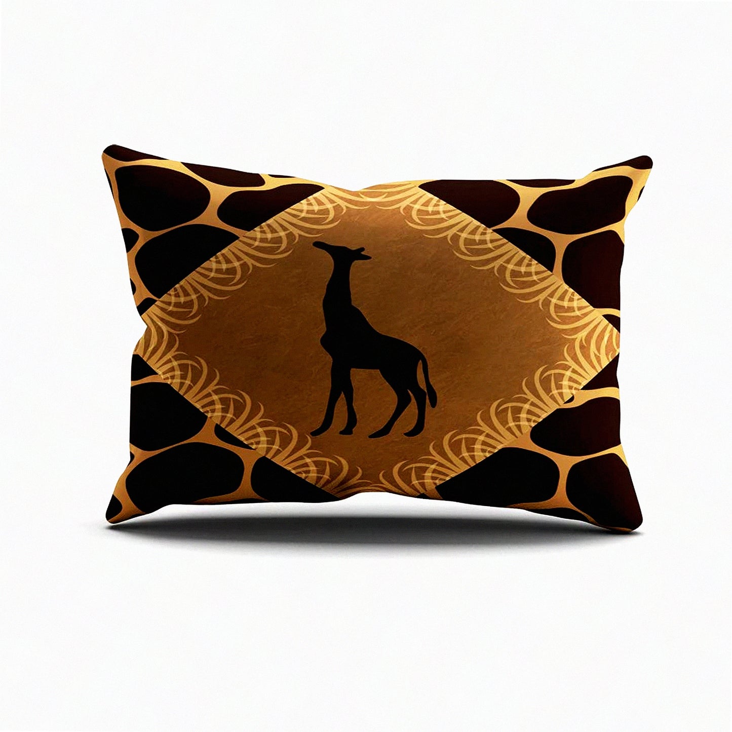 Giraffe Print Lumbar Pillow Cover - Hidden Zipper Decorative Cushion Case - Cute Animal Design - Polyester Rectangle Throw Pillowcase 12x24 Inch