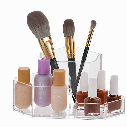 Makeup Brush Holder Organizer 3 Slot Acrylic