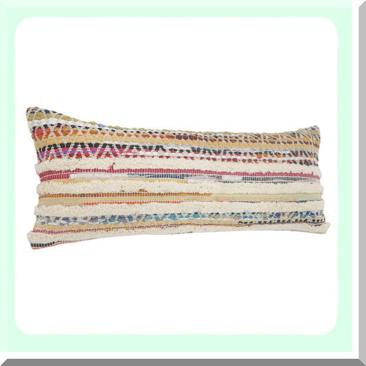Stripe Cotton Lumbar Pillow Cover Compatible with Sofa Bed 14x36