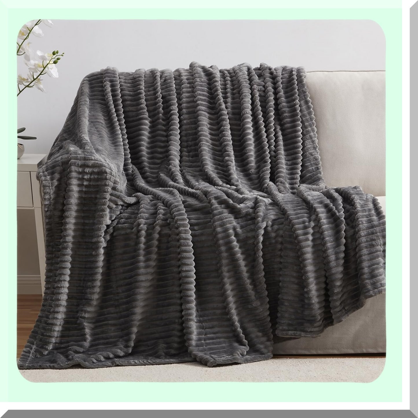 CozyFleece Grey Throw Blanket - Soft, Warm, Lightweight Plush for Couch, Sofa, or Bed - 50x60 inches