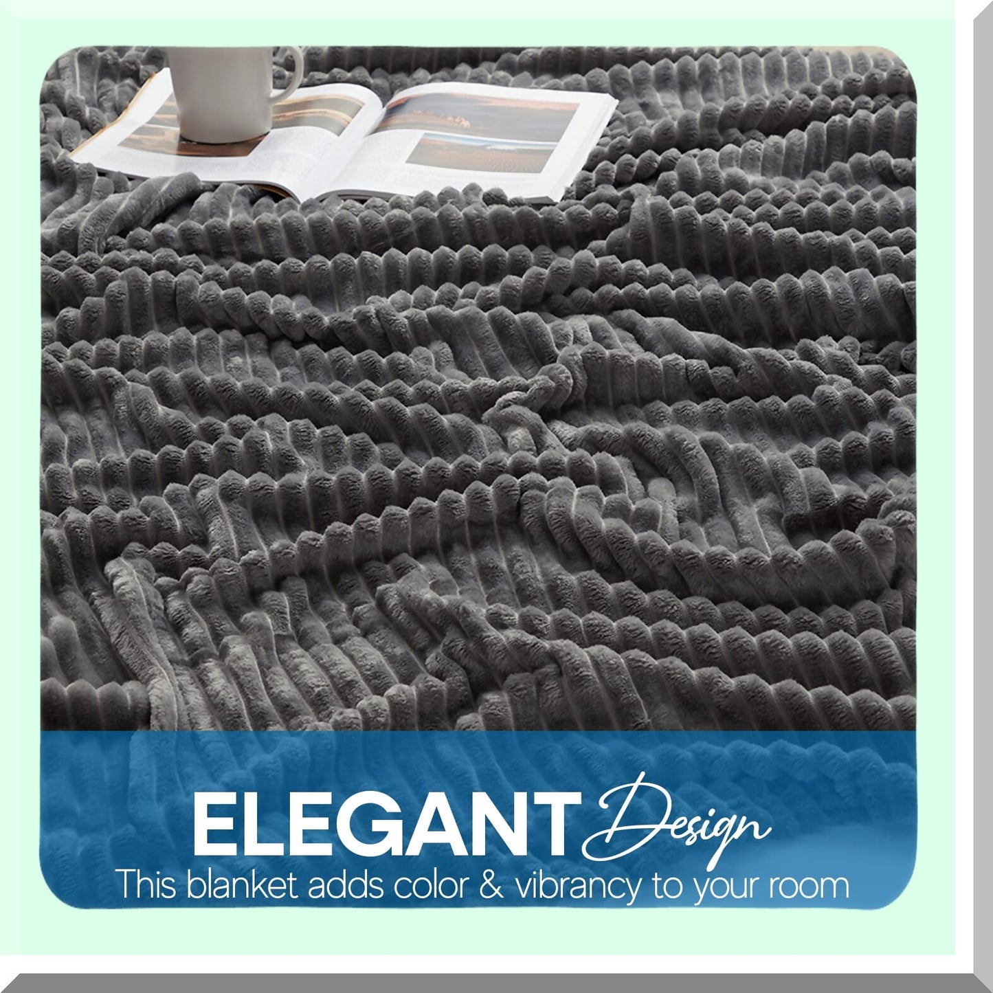 CozyFleece Grey Throw Blanket - Soft, Warm, Lightweight Plush for Couch, Sofa, or Bed - 50x60 inches