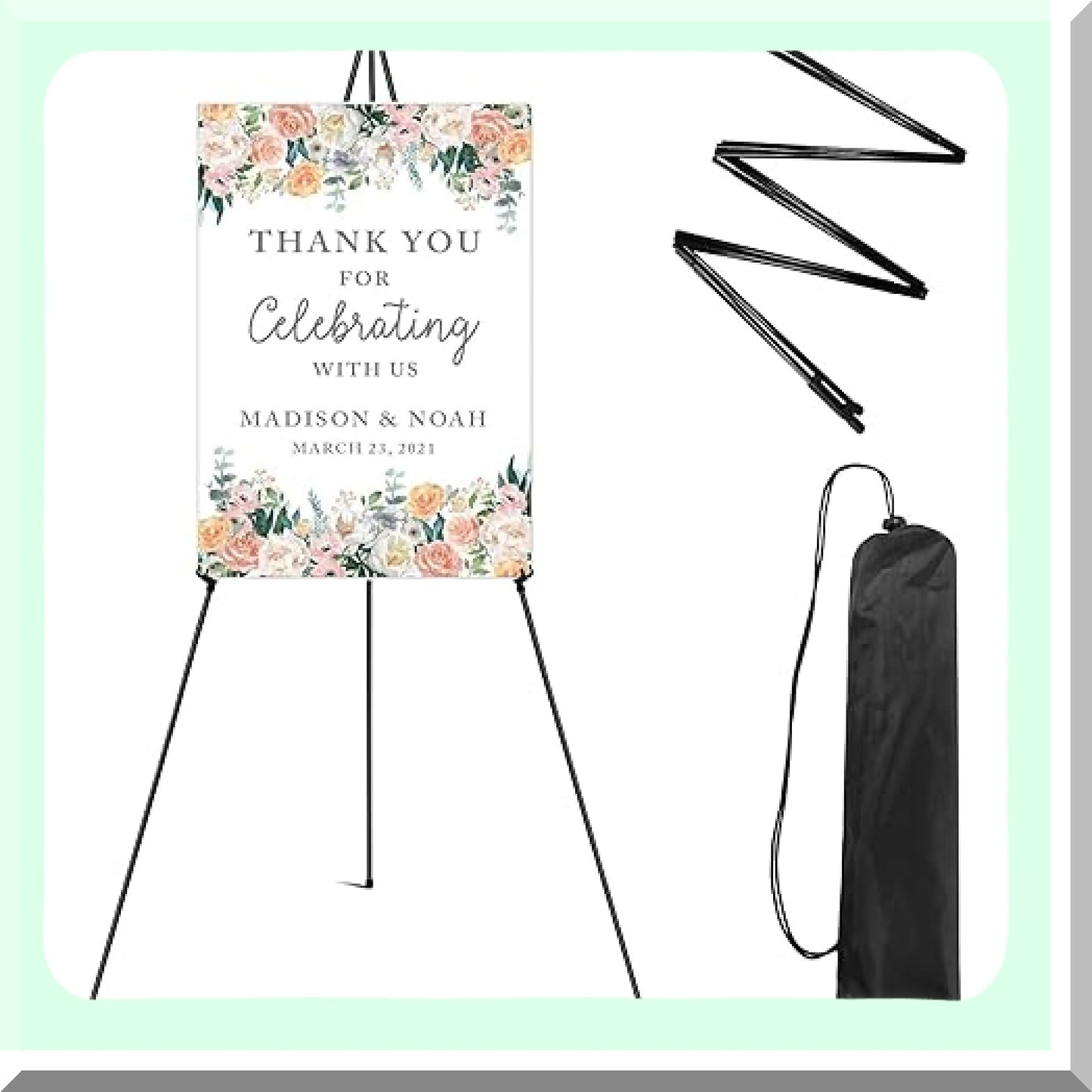63-Inch Foldable Portable Display Easel for Signs and Posters