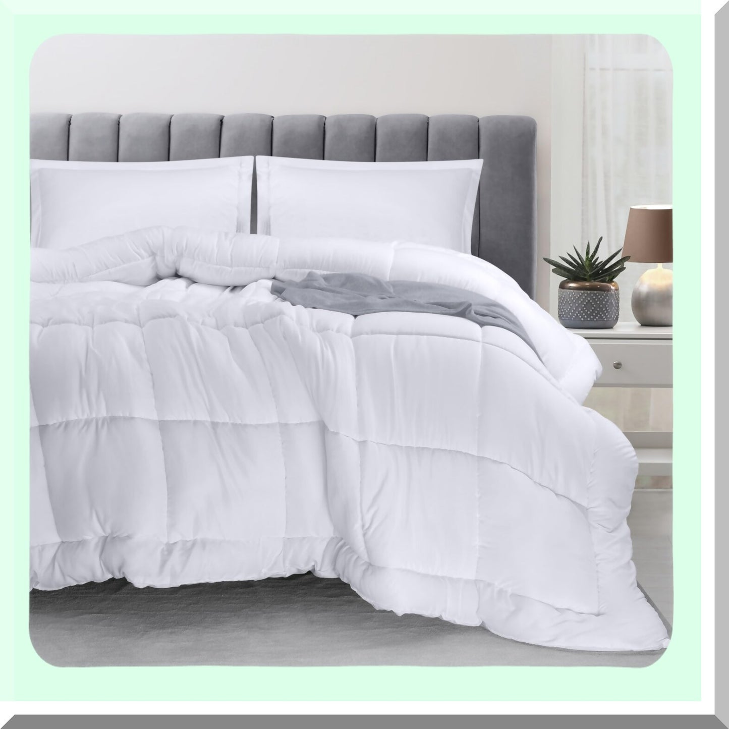 Luxury White Down Alternative Comforter Set - Soft & Cozy Bedding Bundle with 2 Pillow Shams - Machine Washable Queen Comforter Set