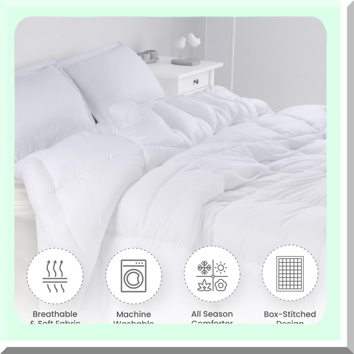 Luxury White Down Alternative Comforter Set - Soft & Cozy Bedding Bundle with 2 Pillow Shams - Machine Washable Queen Comforter Set