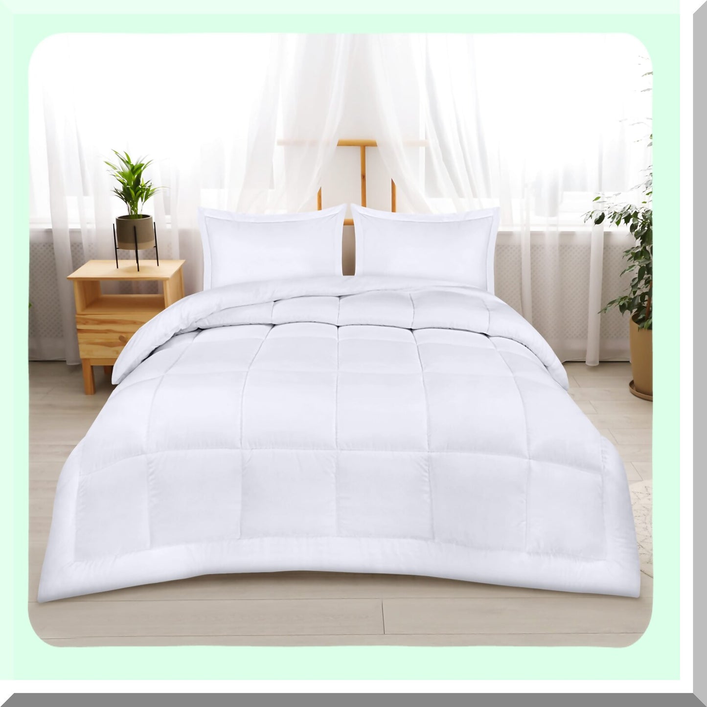 Luxury White Down Alternative Comforter Set - Soft & Cozy Bedding Bundle with 2 Pillow Shams - Machine Washable Queen Comforter Set
