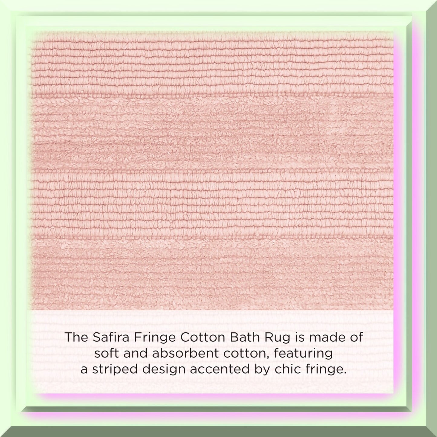 Bathroom Rug Woven Fringe Cotton 20x56 Blush Pink