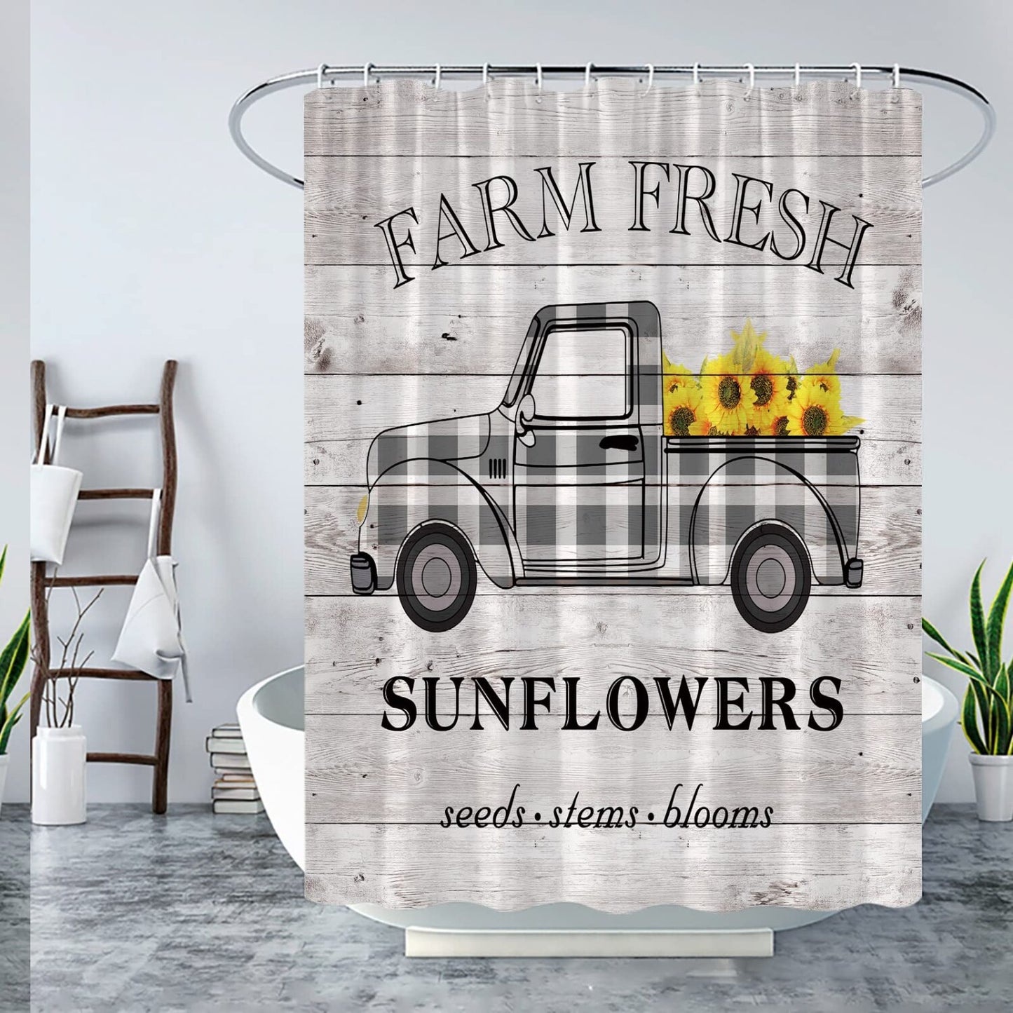 Rustic Sunflower Farm Shower Curtain 70x70 inch