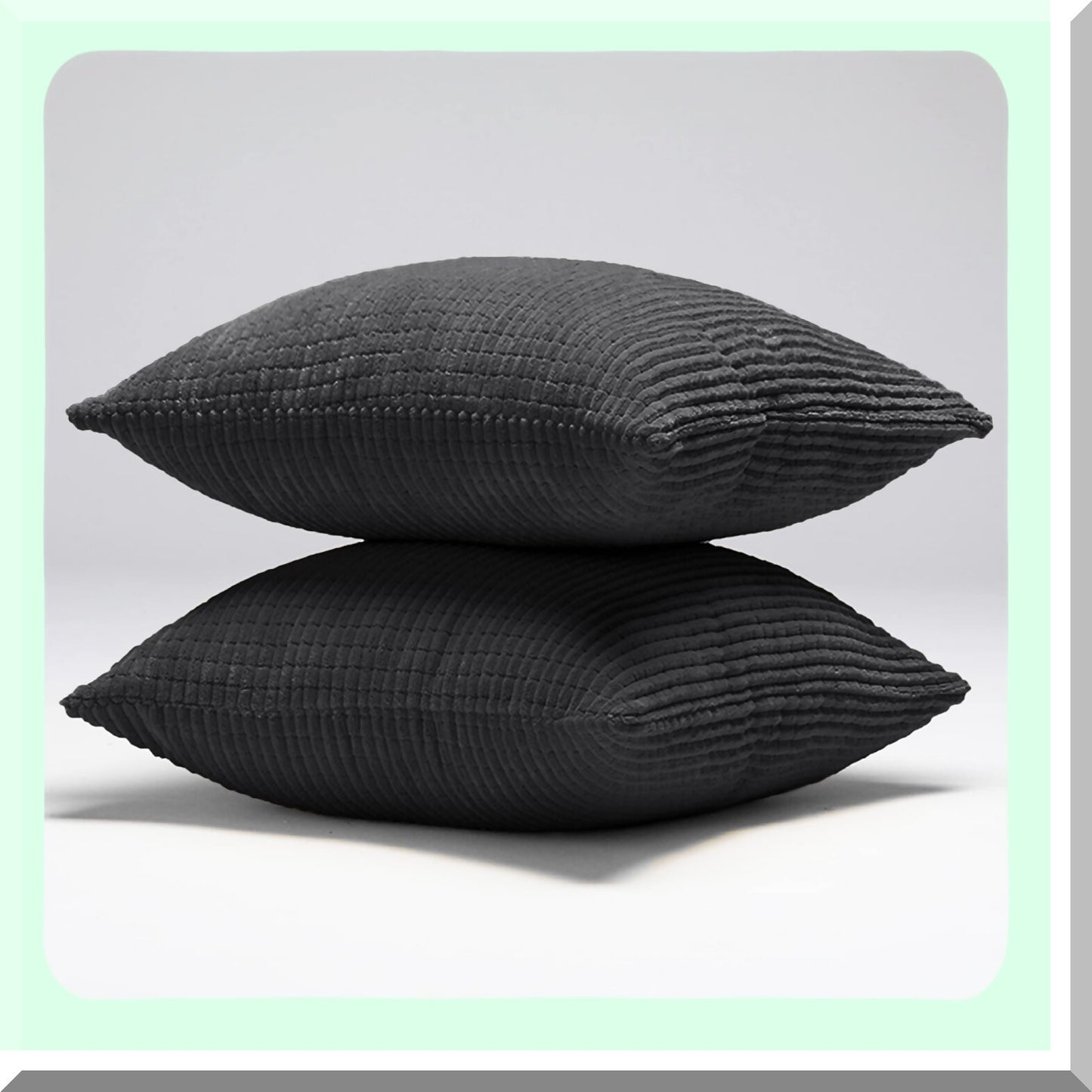 Invisible Zipper Dark Grey Corduroy Cushion Covers - Set of 2, 24x24 Inch Super Soft Machine Washable Throw Pillow Cases for Bedroom & Living Room