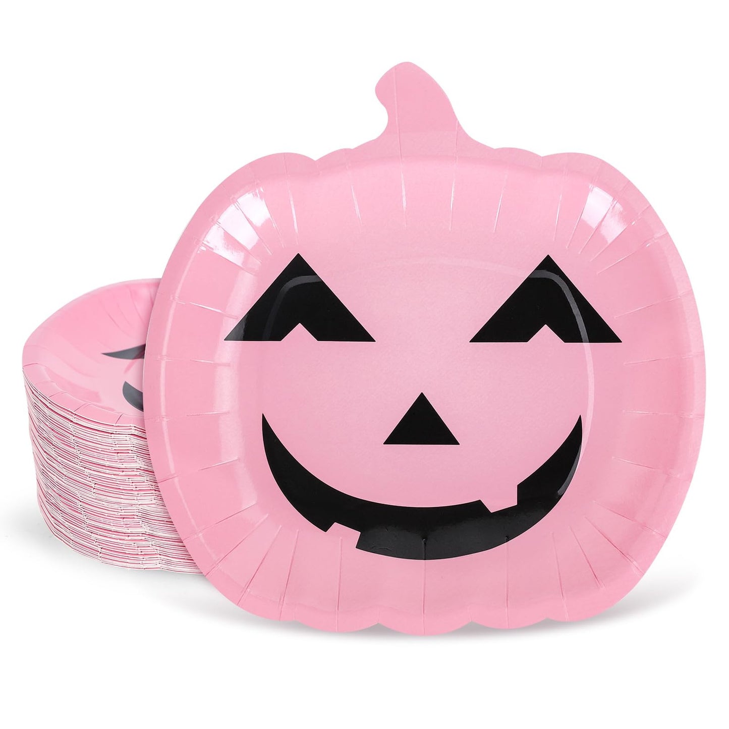 Pink Pumpkin Party Plates - 40 Pack Disposable Dinnerware Set for Birthday, Baby Shower, Holiday - Cute Grimace Pumpkin Pattern Tableware Decor