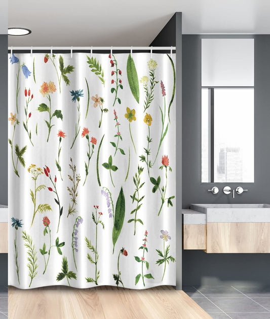 Watercolor Flower Stall Shower Curtain 54x78 inches