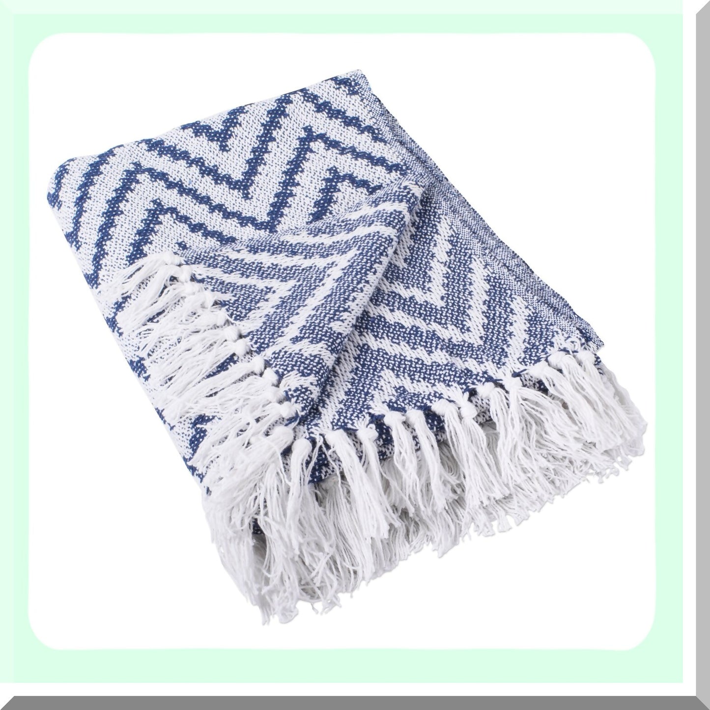 CozyChevron Rustic Farmhouse Throw Blanket - Nautical Blue, Perfect for Chair, Couch, Bed, Picnic, Camping, Beach, or Staying Cozy at Home (50 x 60)