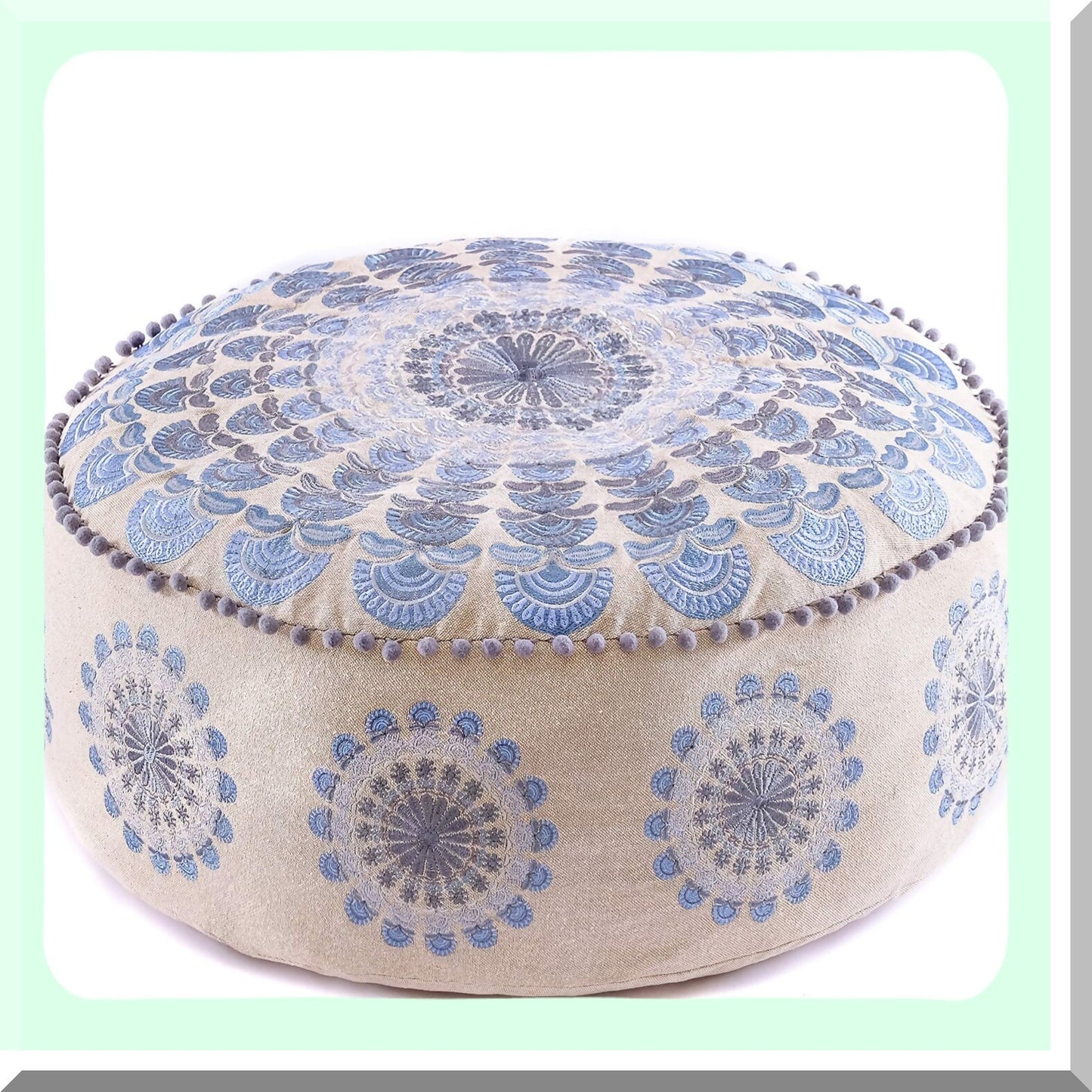 Boho Luxe Meditation Pouf Cover - Artisan Room Decor for Yoga & Chic Seating - Floor Pillow Case for Living Room & Bedroom Accent