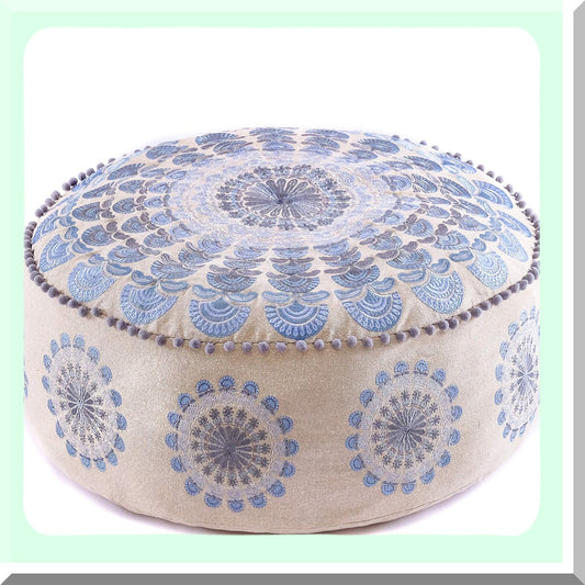 Boho Luxe Meditation Pouf Cover - Artisan Room Decor for Yoga & Chic Seating - Floor Pillow Case for Living Room & Bedroom Accent