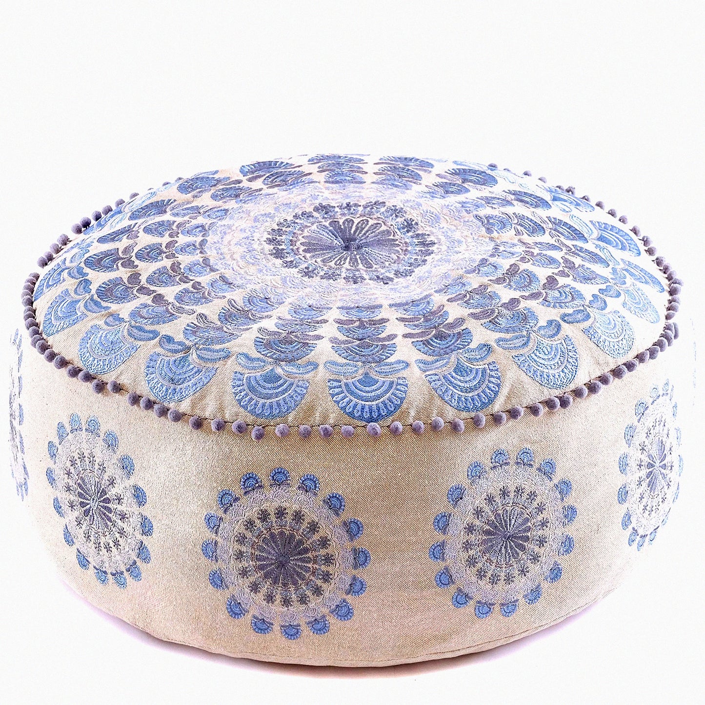 Boho Luxe Meditation Pouf Cover - Artisan Room Decor for Yoga & Chic Seating - Floor Pillow Case for Living Room & Bedroom Accent