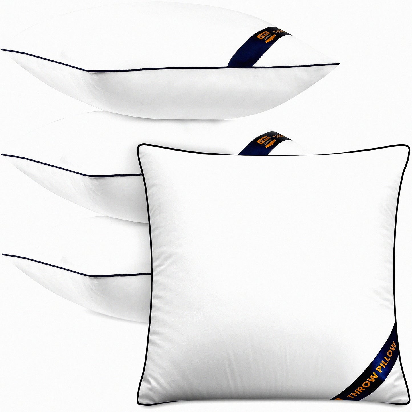 White Comfort 18x18 Pillow Pack - Set of 4 Decorative Indoor Cushion Inserts for Sofa, Bed, Couch - Fluffy Sham Stuffer - Soft Throw Pillows