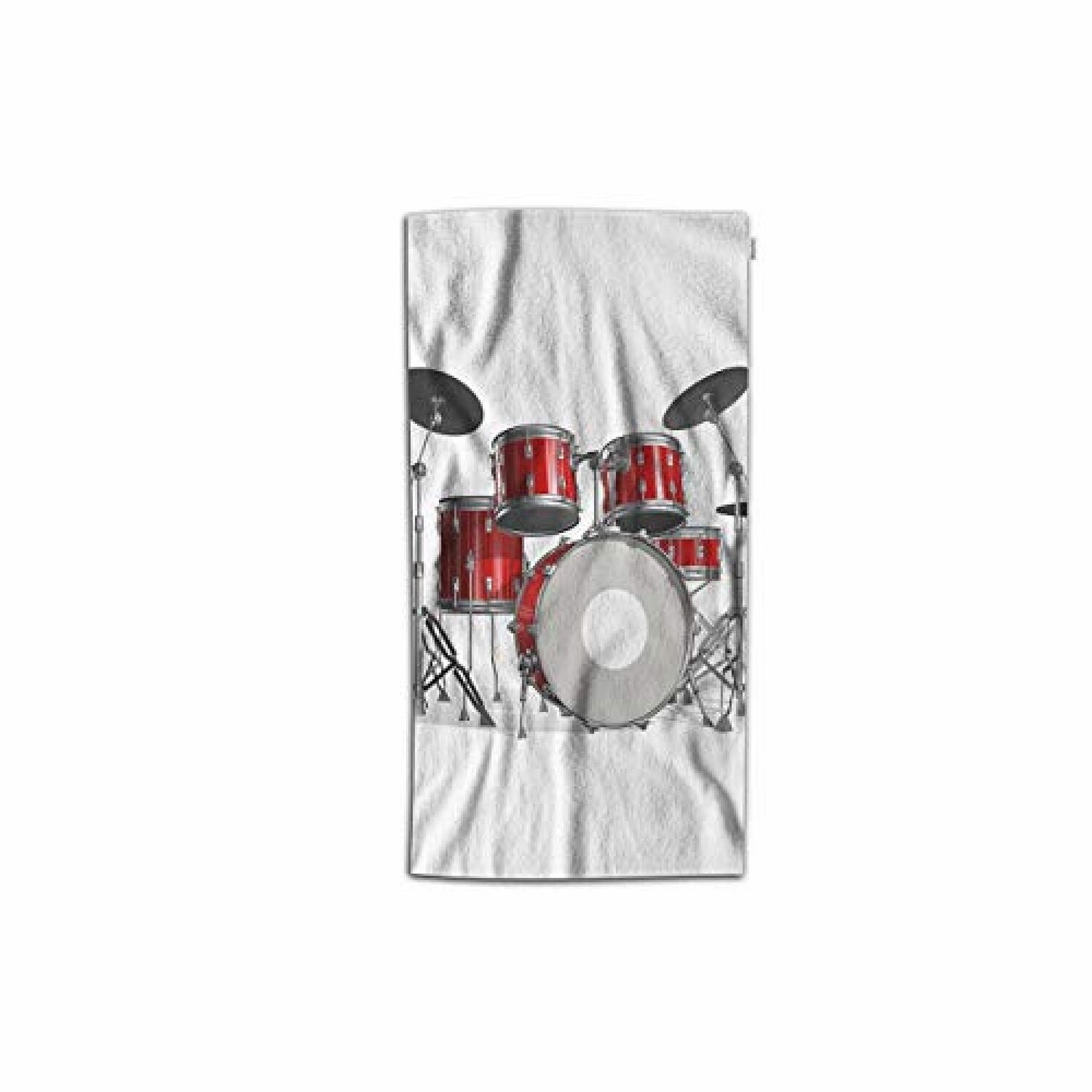 Music Hand Towel 15x30 Inch Microfiber Red Silver White