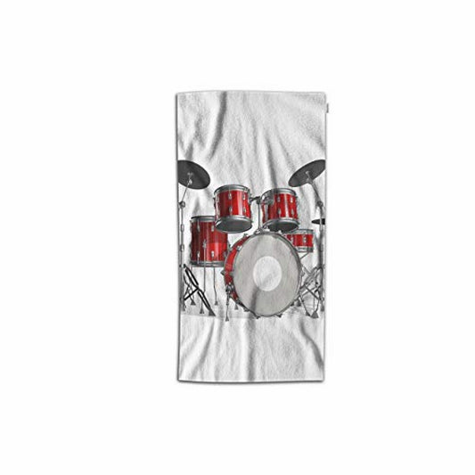 Music Hand Towel 15x30 Inch Microfiber Red Silver White