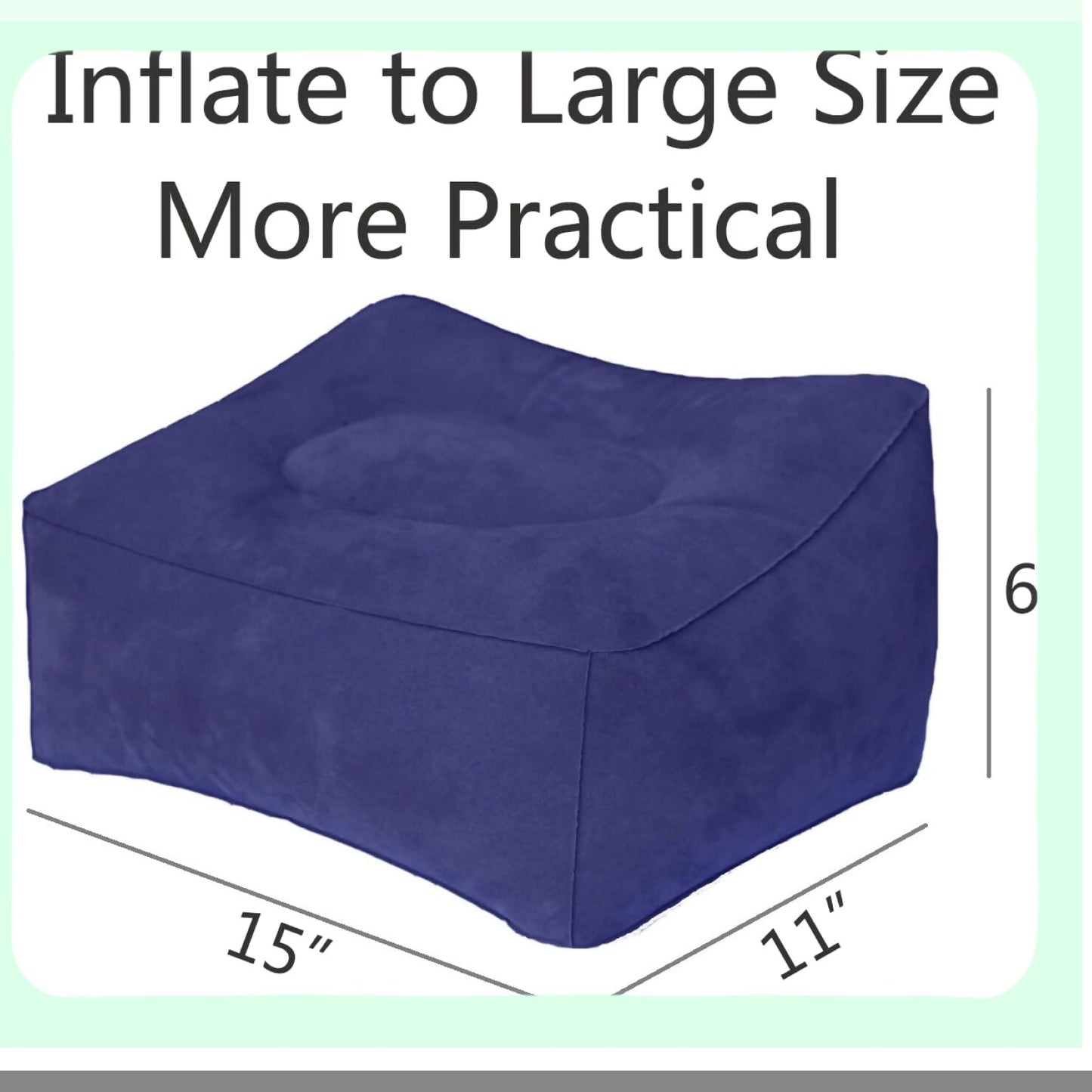 InflateRest Travel Comfort Set - Inflatable Pillow & Foot Rest for Cars, Home, Office, Trains, Airplane - Blue Leg Rest Cushion Kit
