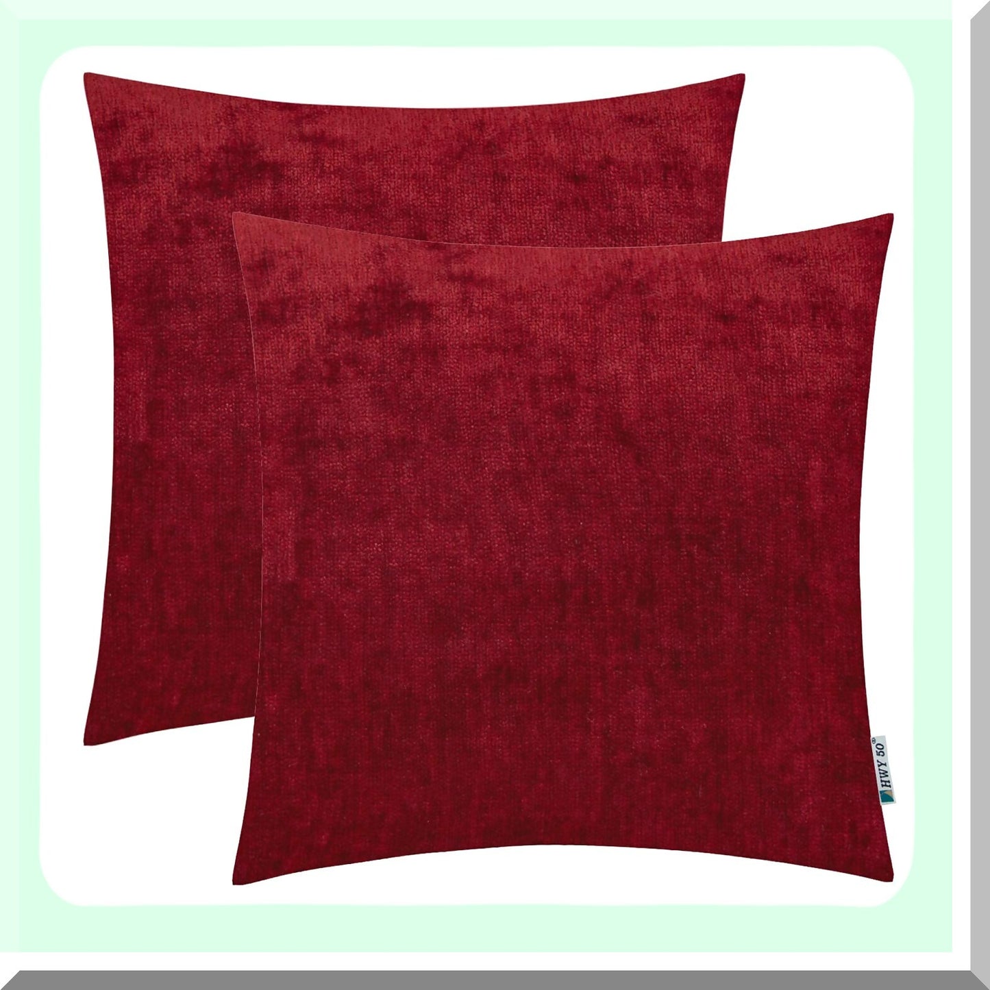 Burgundy Cashmere Comfort Throw Pillow Set - Soft Decorative Cushion Covers for Couch, Sofa, Living Room, Bed - 16x16 Inch Pack of 2