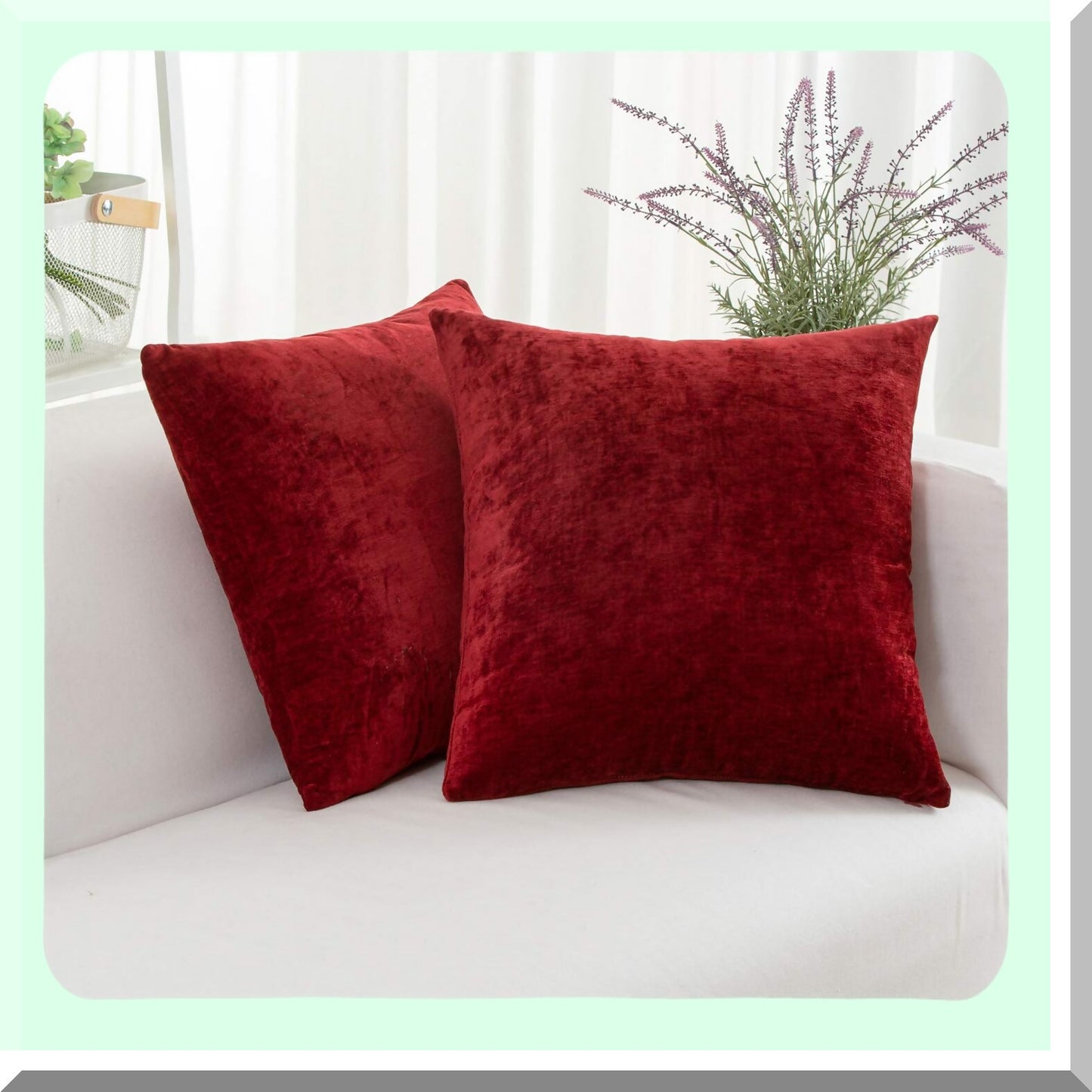 Burgundy Cashmere Comfort Throw Pillow Set - Soft Decorative Cushion Covers for Couch, Sofa, Living Room, Bed - 16x16 Inch Pack of 2