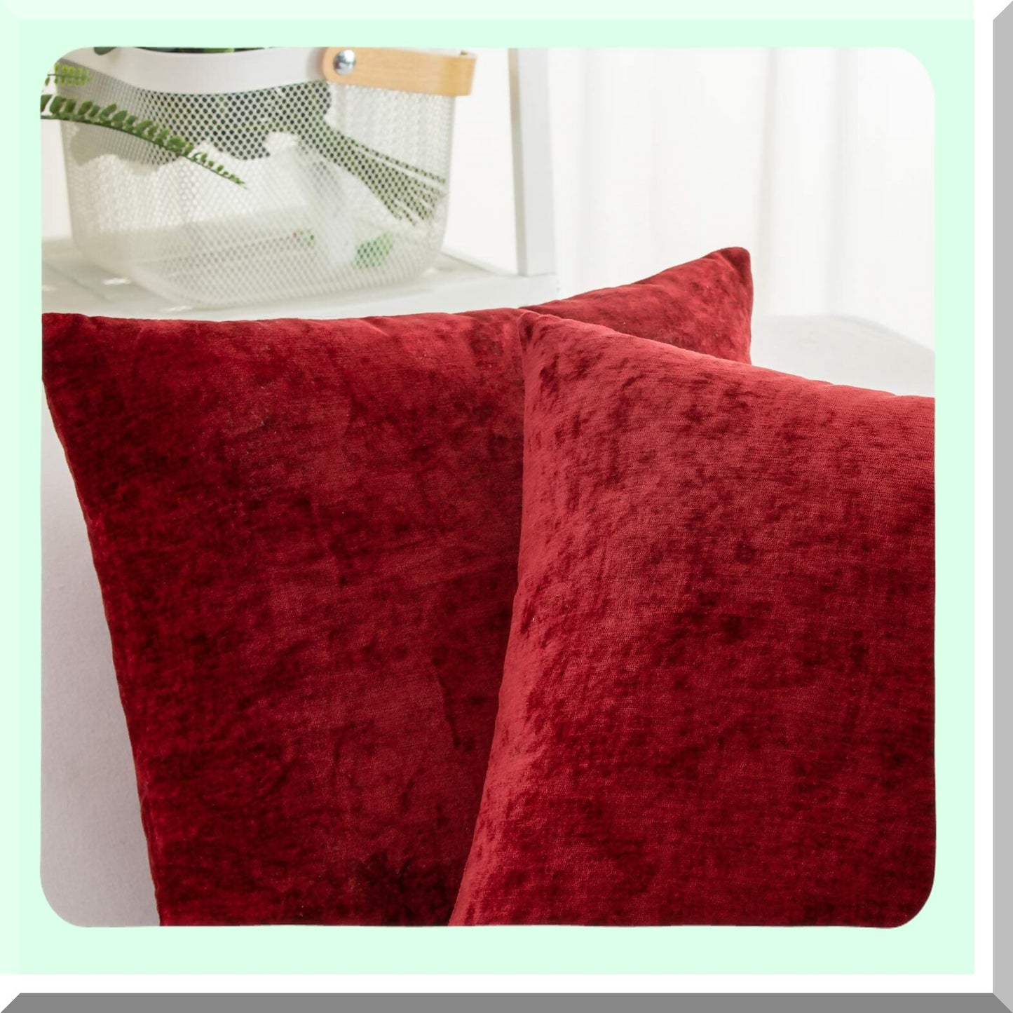 Burgundy Cashmere Comfort Throw Pillow Set - Soft Decorative Cushion Covers for Couch, Sofa, Living Room, Bed - 16x16 Inch Pack of 2
