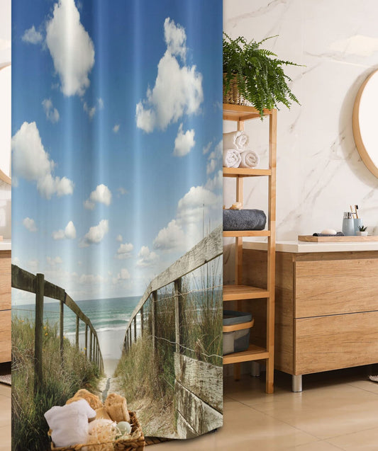 Beach Stall Shower Curtain 36x72 White Cream