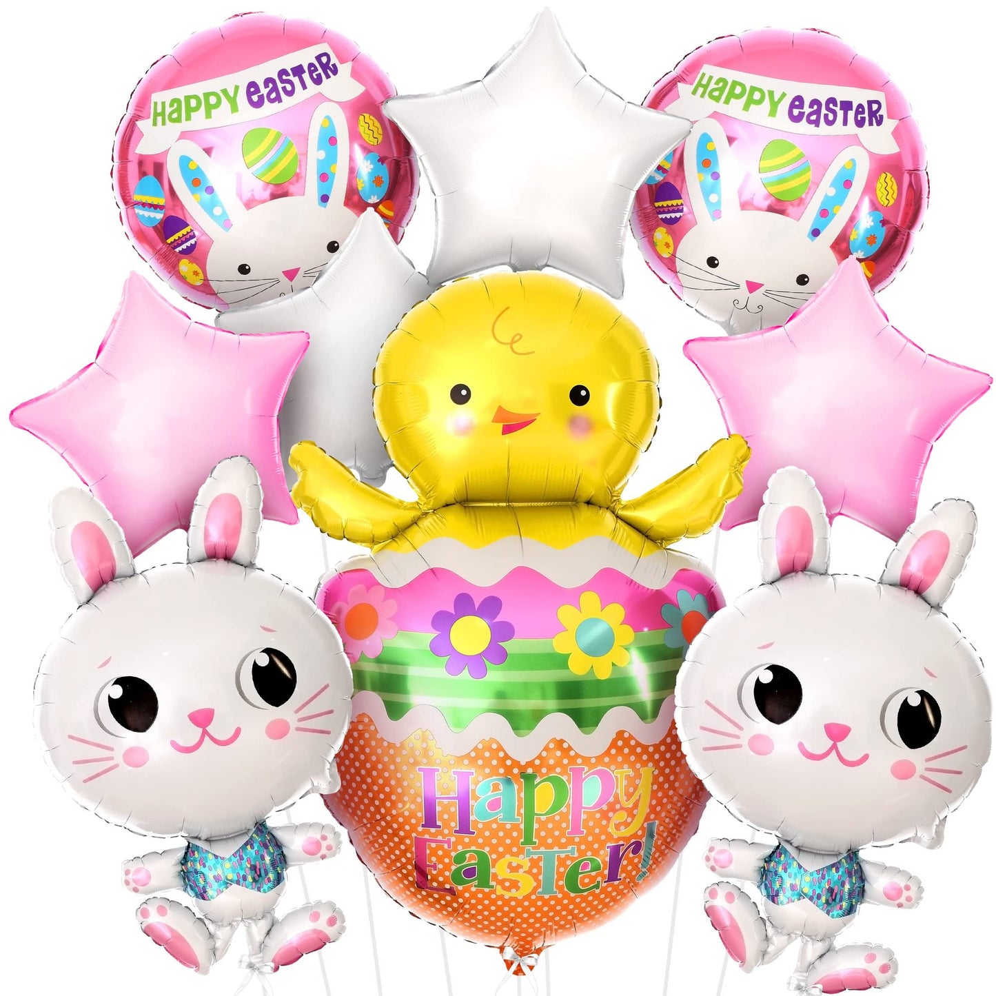 Eggstraordinary Easter Balloon Bundle - 9 Piece Chick & Egg Balloons, Bunny Arch & F Decorations - Party Decor for a Big Happy Celebration
