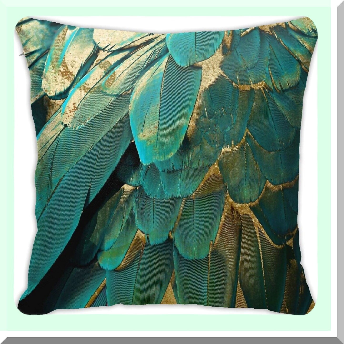 Teal Gold Glitter Square Pillowcase - Cozy Home Decor for Bed Couch Sofa Living Room - Cushion Cover 18'X18' - Sparkling Throw Pillow Cover