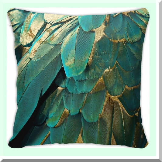 Teal Gold Glitter Square Pillowcase Compatible with 18"X18" Cushions