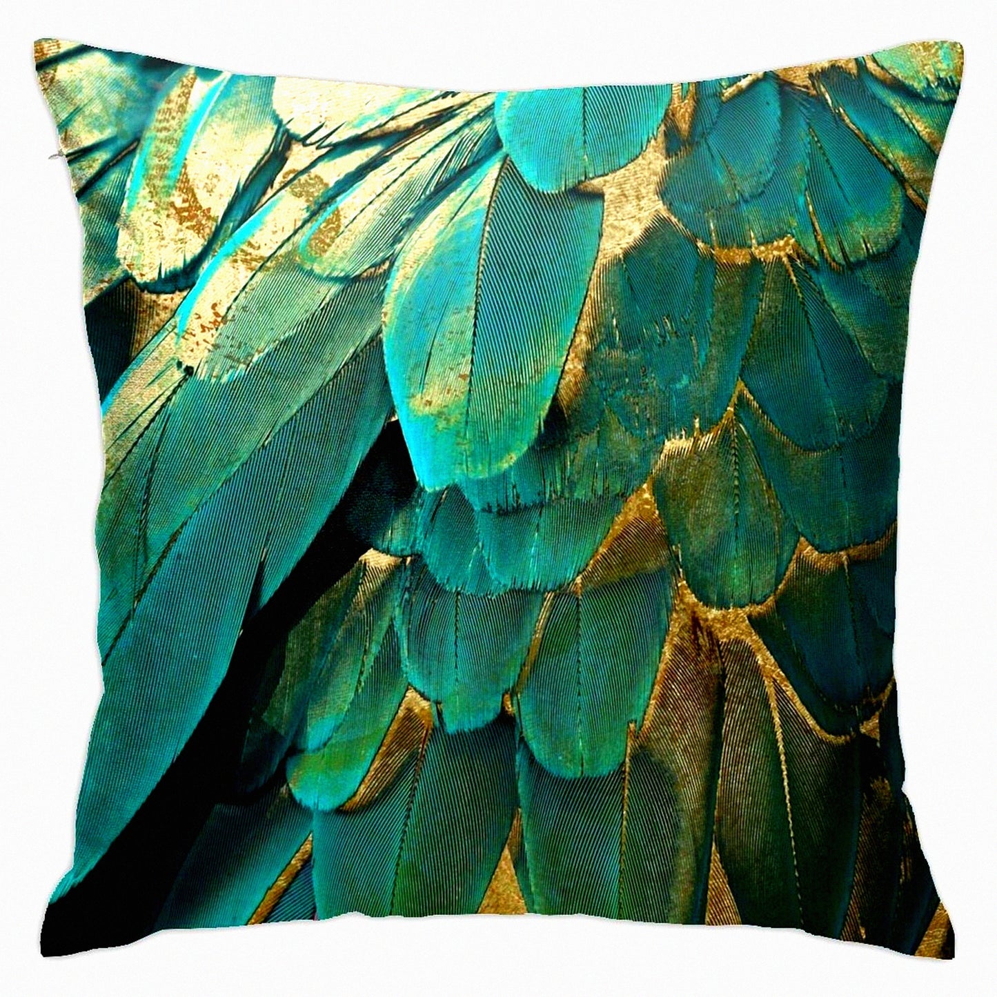 Teal Gold Glitter Square Pillowcase - Cozy Home Decor for Bed Couch Sofa Living Room - Cushion Cover 18'X18' - Sparkling Throw Pillow Cover