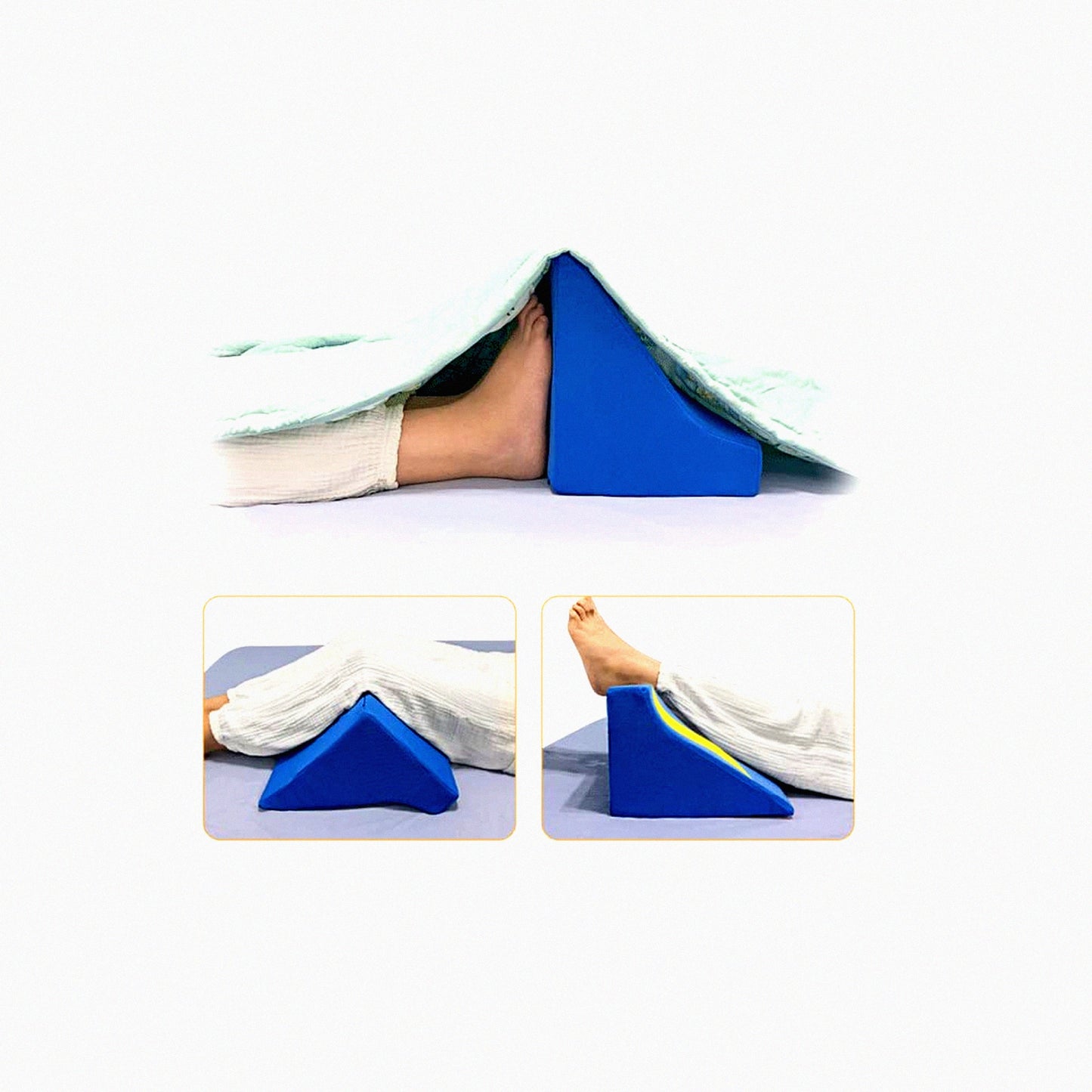 SleepEase Foot Support System - Bed Sheet Raiser & Leg Pain Relief Device. Elevate your comfort with this innovative blanket lifter and foam wedge for toes, knees, and ankles. Perfect for post-surgery recovery and hospital assistance.