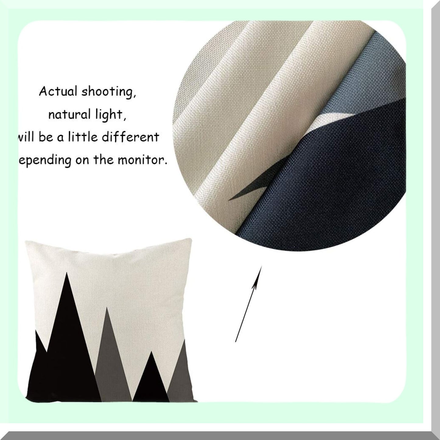 Arrow Mountain Decorative Pillow Covers Set - Black White 18x18 Square Cushion Cases - Zippered Cotton Linen Sofa Room Decor - Pack of 4