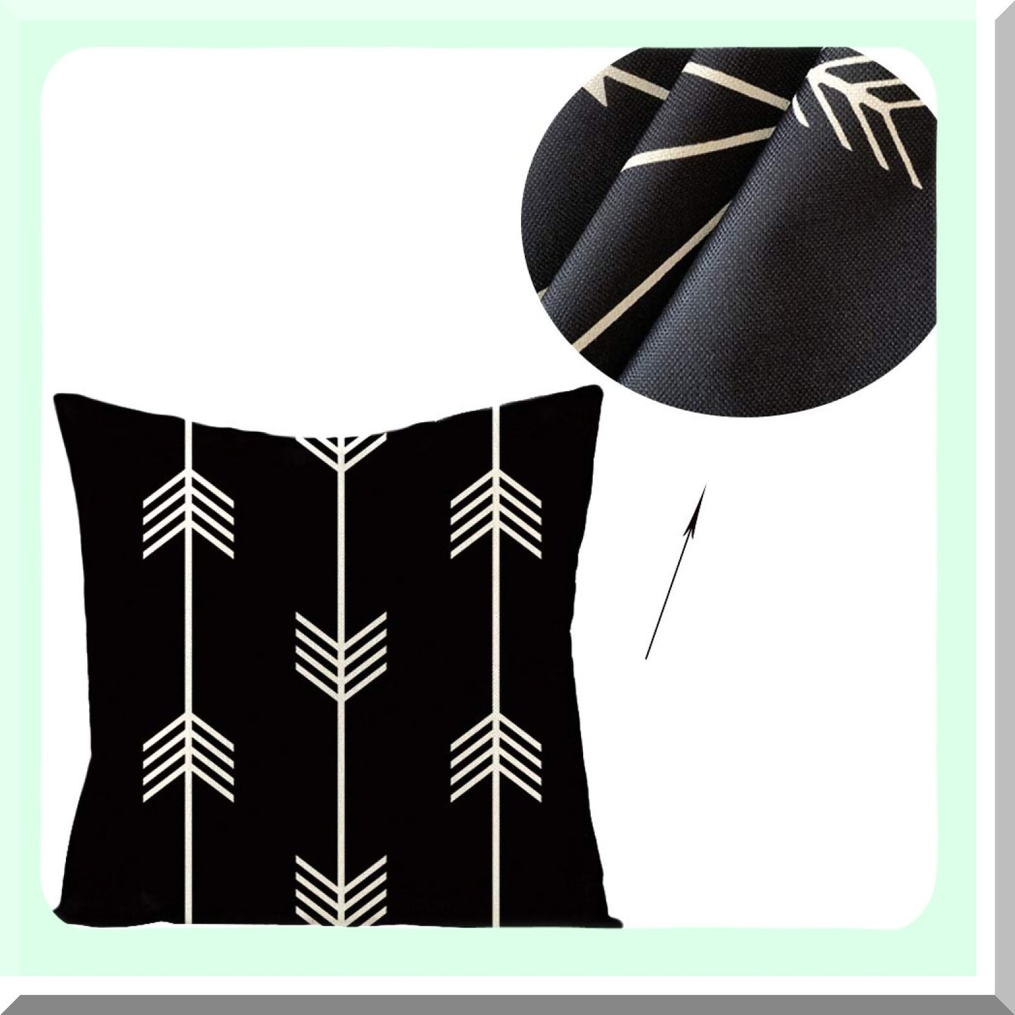 Arrow Mountain Decorative Pillow Covers Set - Black White 18x18 Square Cushion Cases - Zippered Cotton Linen Sofa Room Decor - Pack of 4