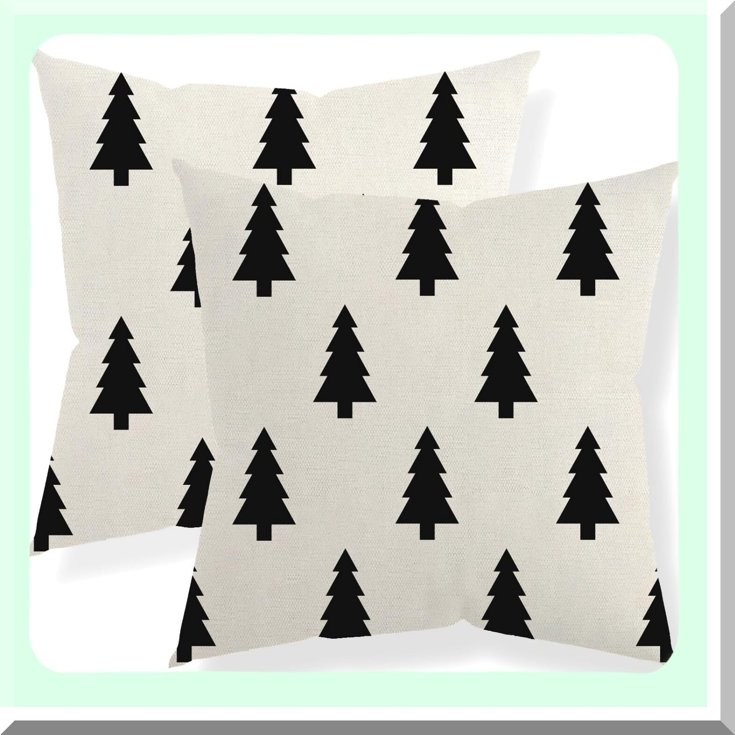 Winter Wonderland Pillow Covers - Set of 2, Holiday Tree Throw Pillows - Geometric Decorative Cushion Cases for Home, Couch, Sofa - 18x18 White Decorations
