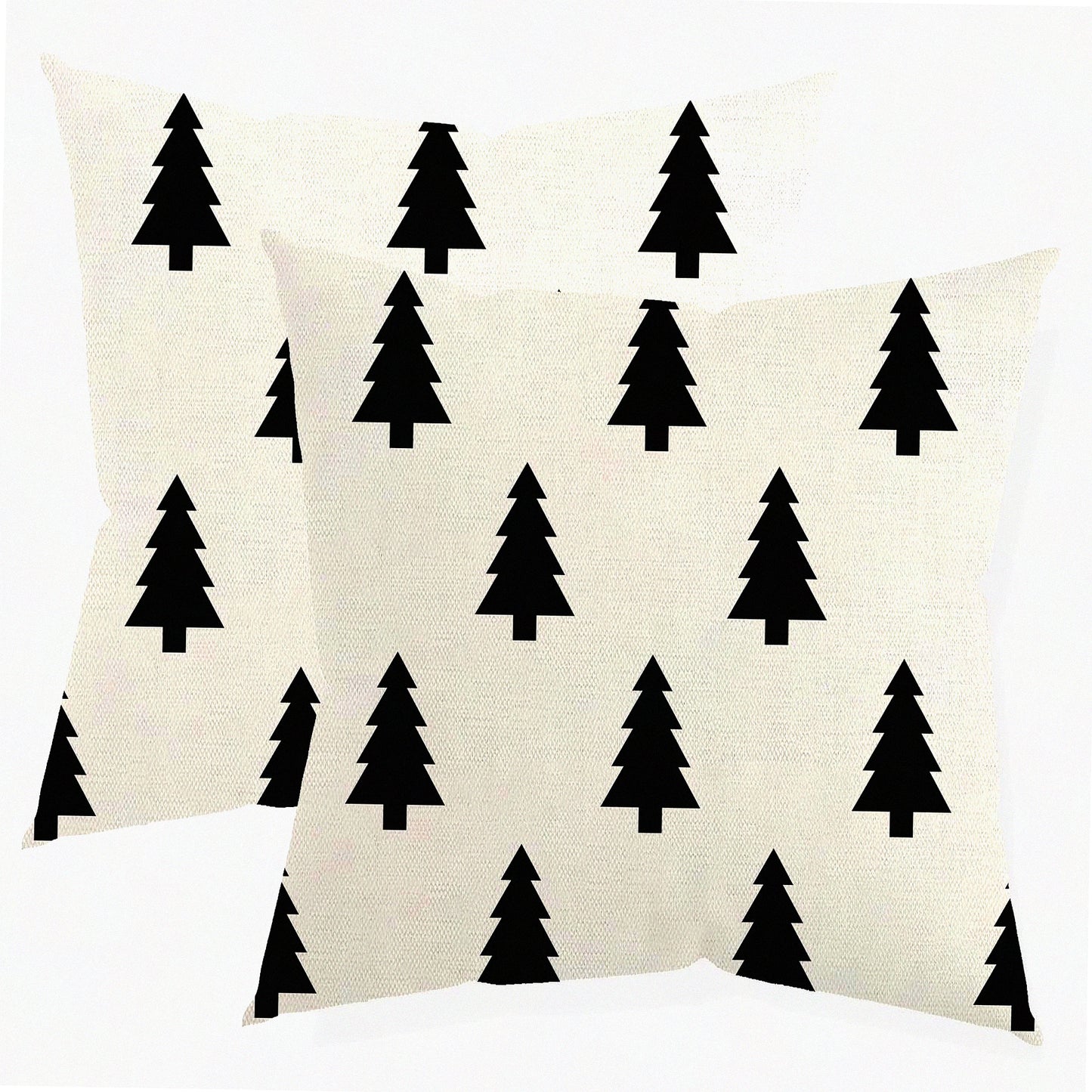 Winter Wonderland Pillow Covers - Set of 2, Holiday Tree Throw Pillows - Geometric Decorative Cushion Cases for Home, Couch, Sofa - 18x18 White Decorations