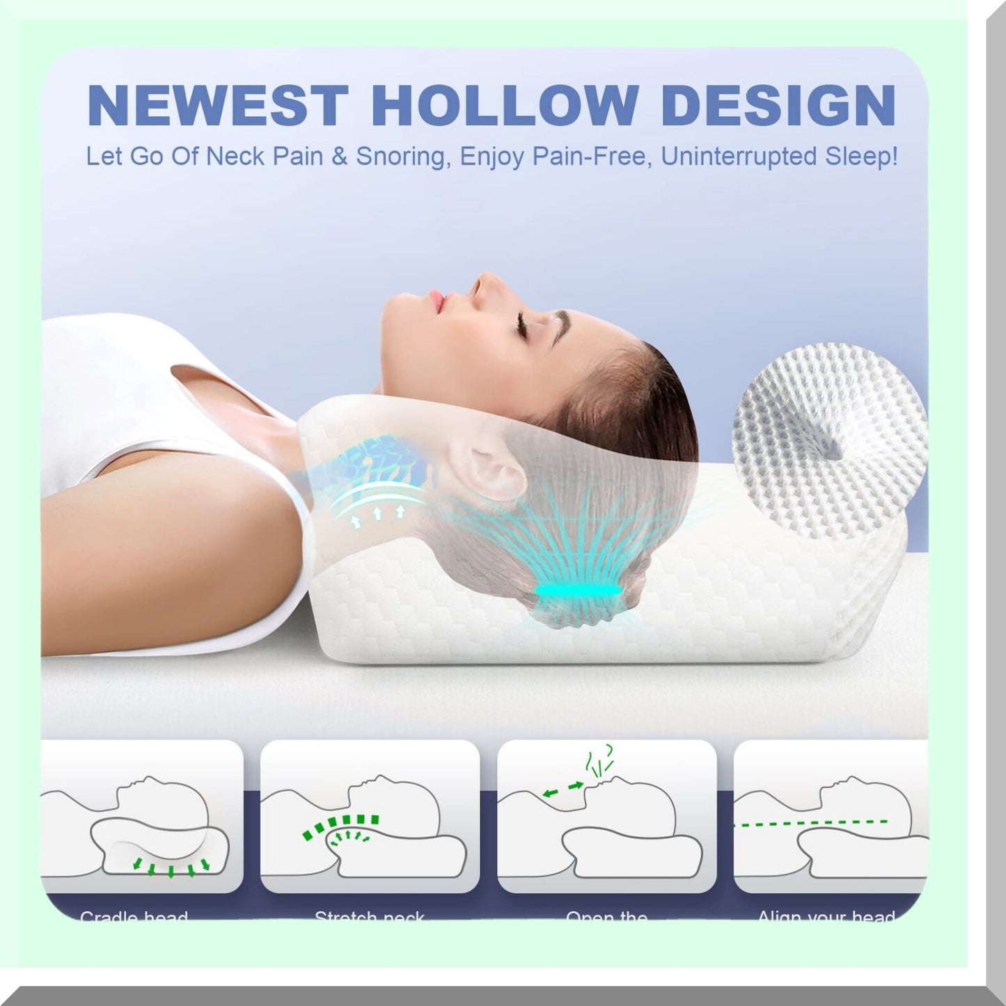 OrthoRelief Memory Foam Neck Pillow - Adjustable Support for Shoulder, Back, and Stomach Sleepers - Odorless Orthopedic Pillow for Neck Pain Relief