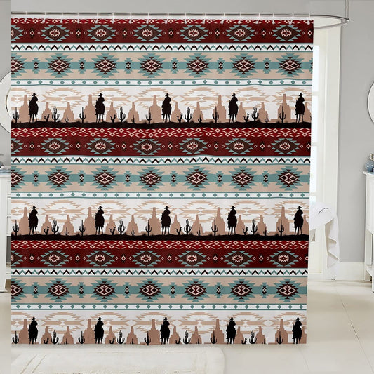 Aztec Shower Curtain Set 72x72 Western Bath Decor