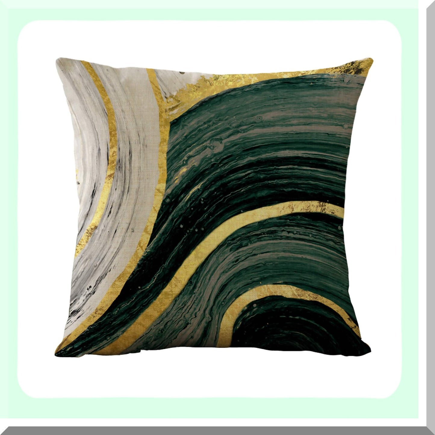Geometric Vintage Green Pillow Covers - Set of 4 Decorative Throw Cushion Cases for Living Room, Couch, and Bed - 18 x 18 Inch