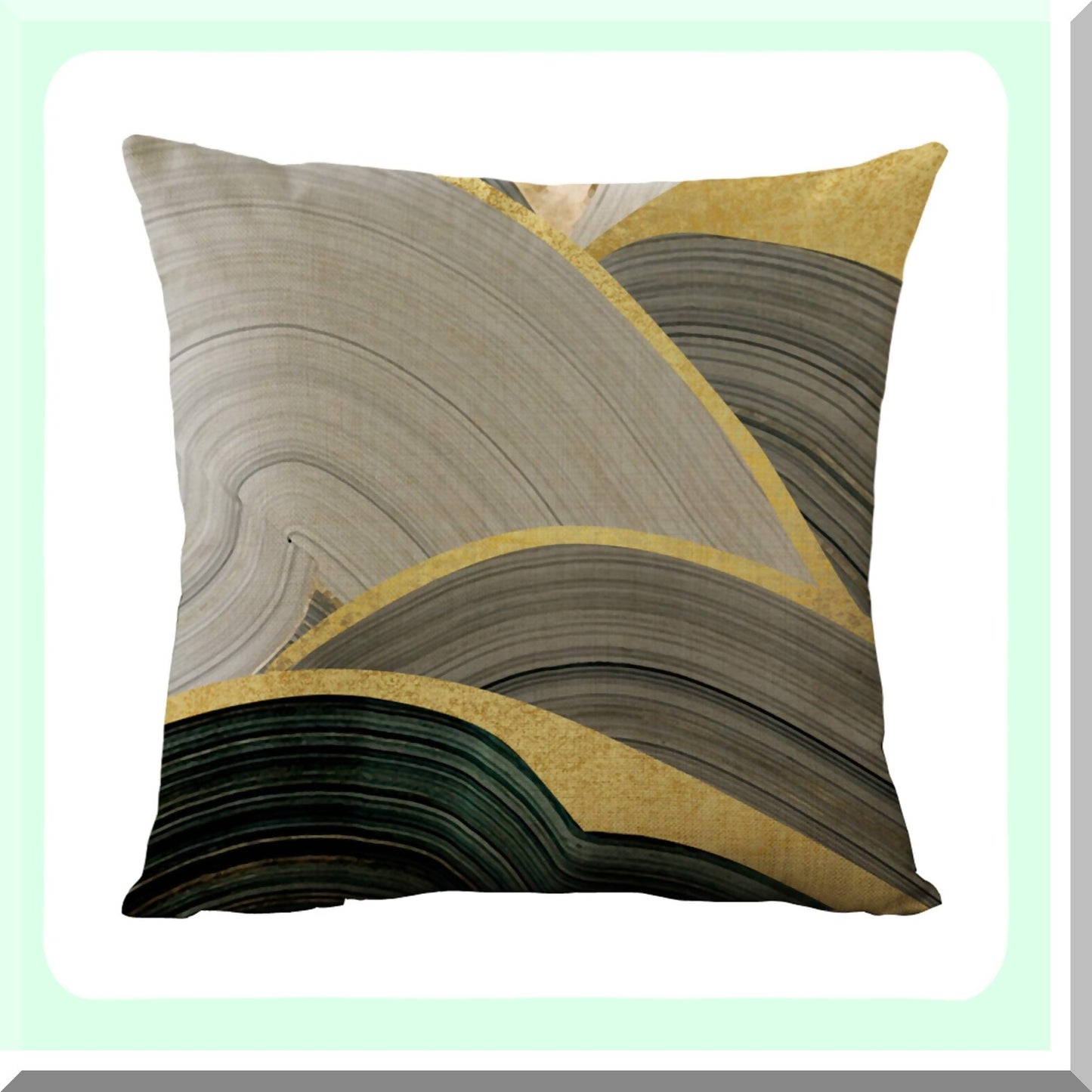 Geometric Vintage Green Pillow Covers - Set of 4 Decorative Throw Cushion Cases for Living Room, Couch, and Bed - 18 x 18 Inch