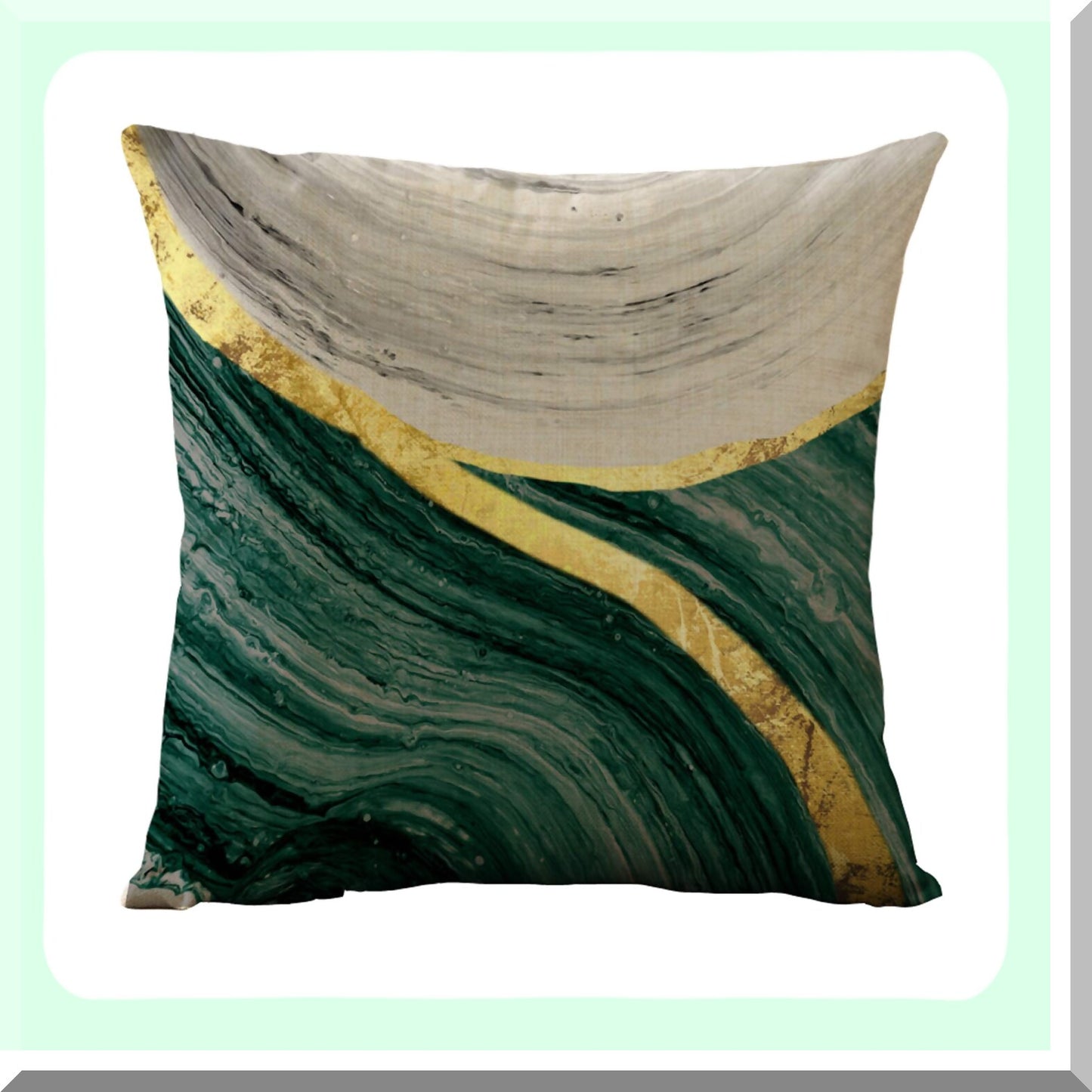 Geometric Vintage Green Pillow Covers - Set of 4 Decorative Throw Cushion Cases for Living Room, Couch, and Bed - 18 x 18 Inch