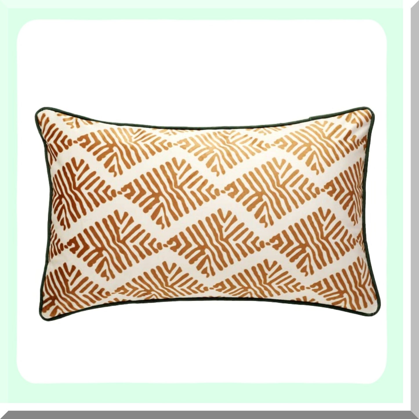 Luxury Velvet Diamond Pattern Lumbar Pillow Cover - Farmhouse Decorative Cushion for Couch & Bed - Designer Vintage Throw Pillow - Khaki 12"x20"
