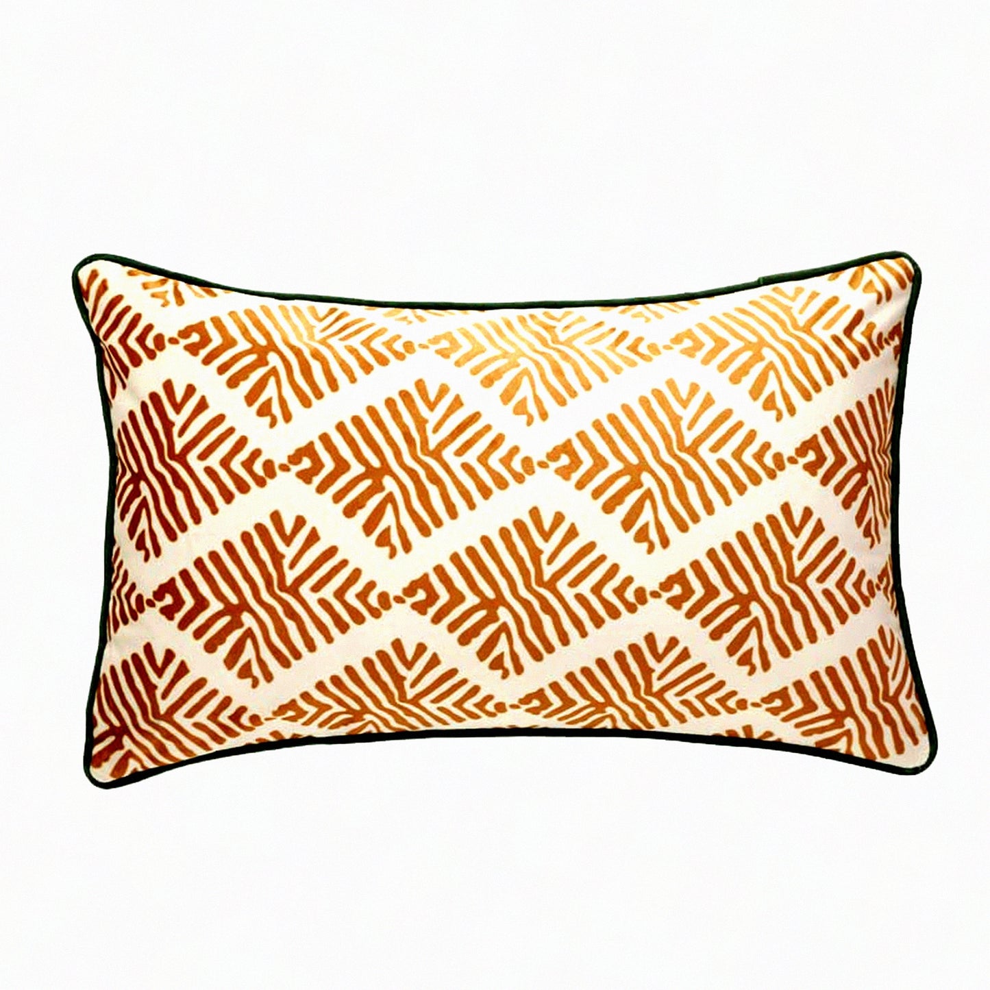 Luxury Velvet Diamond Pattern Lumbar Pillow Cover - Farmhouse Decorative Cushion for Couch & Bed - Designer Vintage Throw Pillow - Khaki 12"x20"