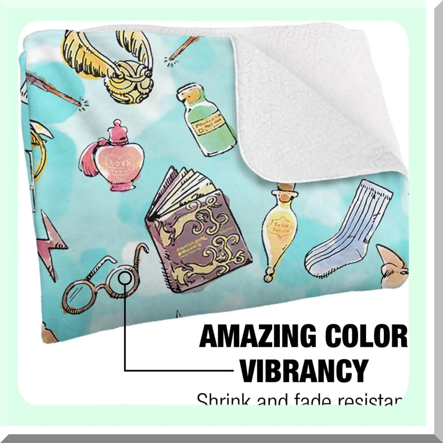 Magic Comfort: Harry Potter Watercolor Sherpa Throw Blanket - 50"x60" Super Soft Silky Touch"