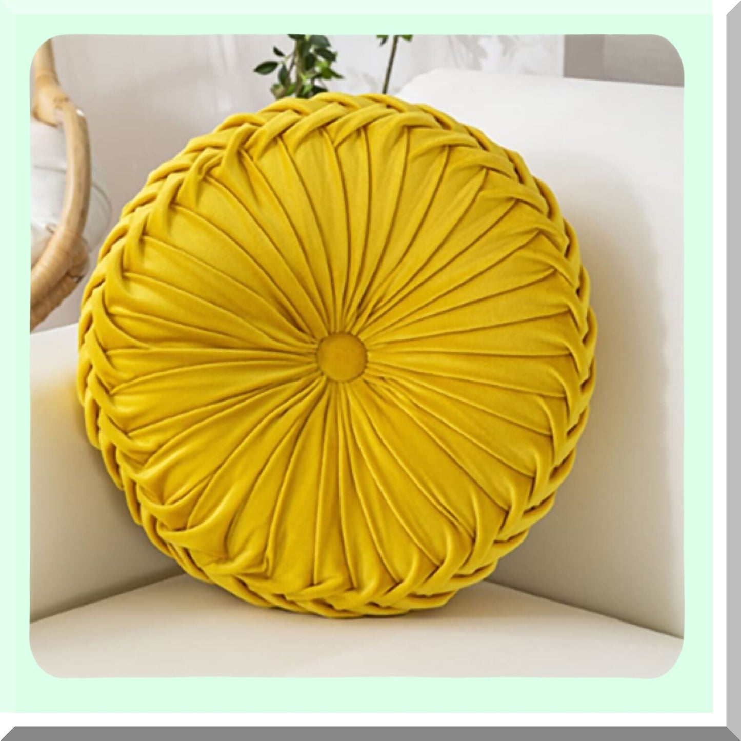 Velvet Round Pleated Pumpkin Cushion - 13.8" Pure Color Sofa Pillow for Home Bed & Car Decoration - Soft & Stylish Round Cushion