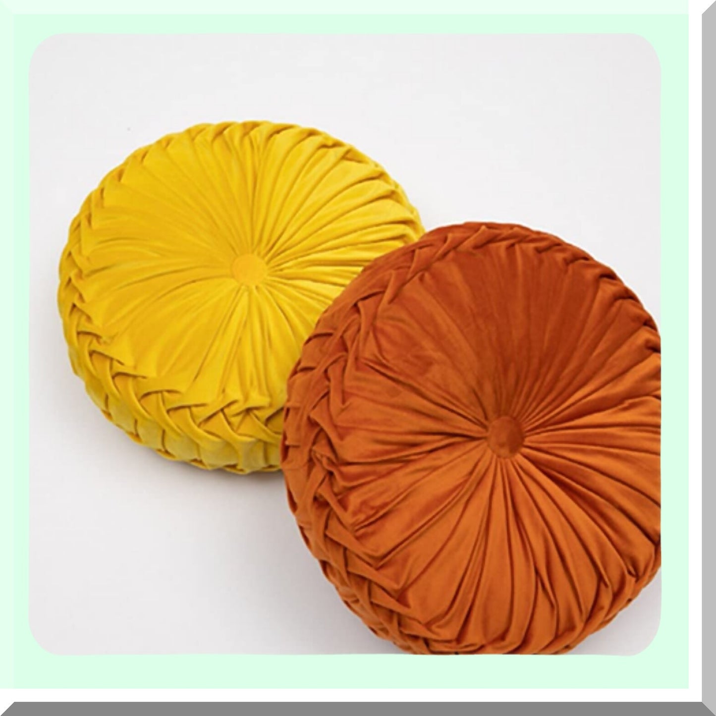 Velvet Round Pleated Pumpkin Cushion - 13.8" Pure Color Sofa Pillow for Home Bed & Car Decoration - Soft & Stylish Round Cushion