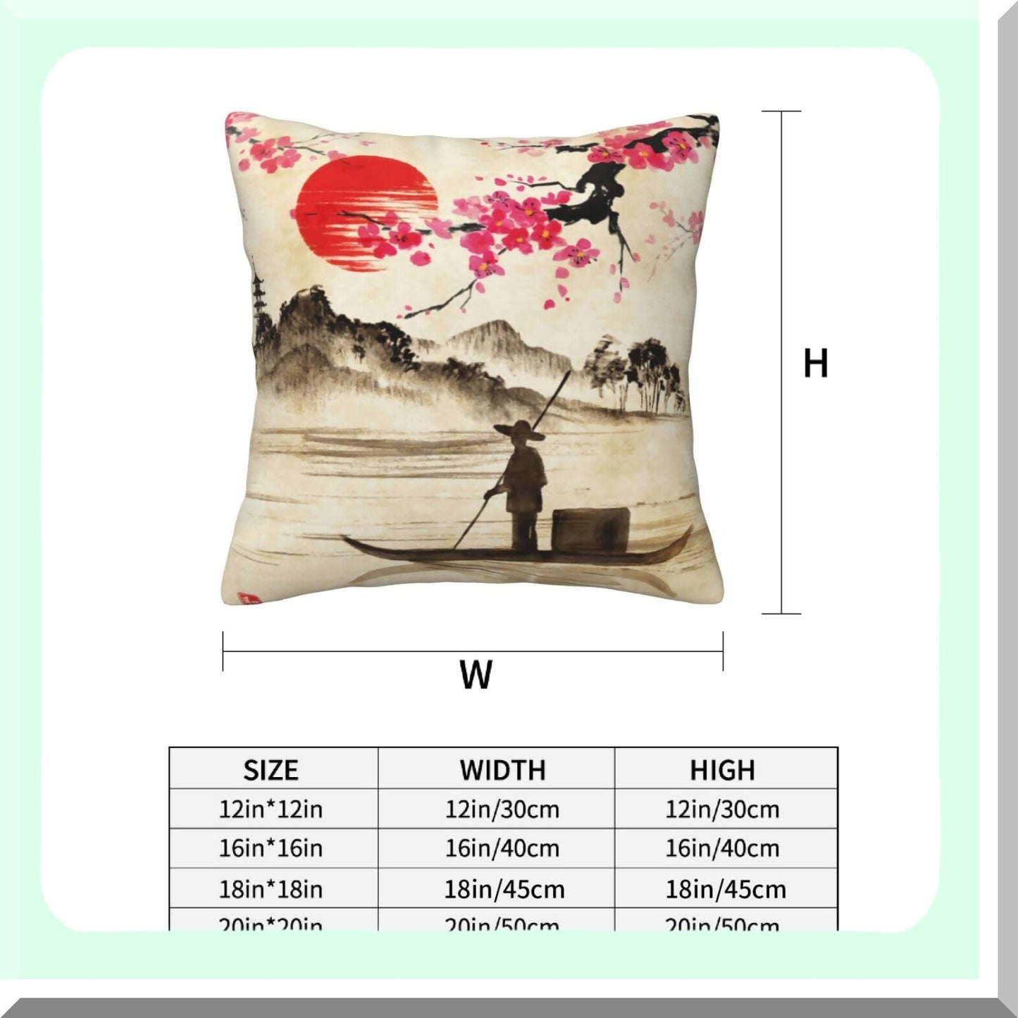 Watercolor Blossom Vintage Pillow Covers - Set of 4, Spring Cherry Lakes Hills Girls Women Retro Traditional Throw Pillow Covers for Living Room Bedroom Sofa Party Decor 16x16